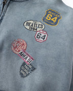 Blue Distressed Acid Wash Zip Up Hoodies | Flation Streetwear