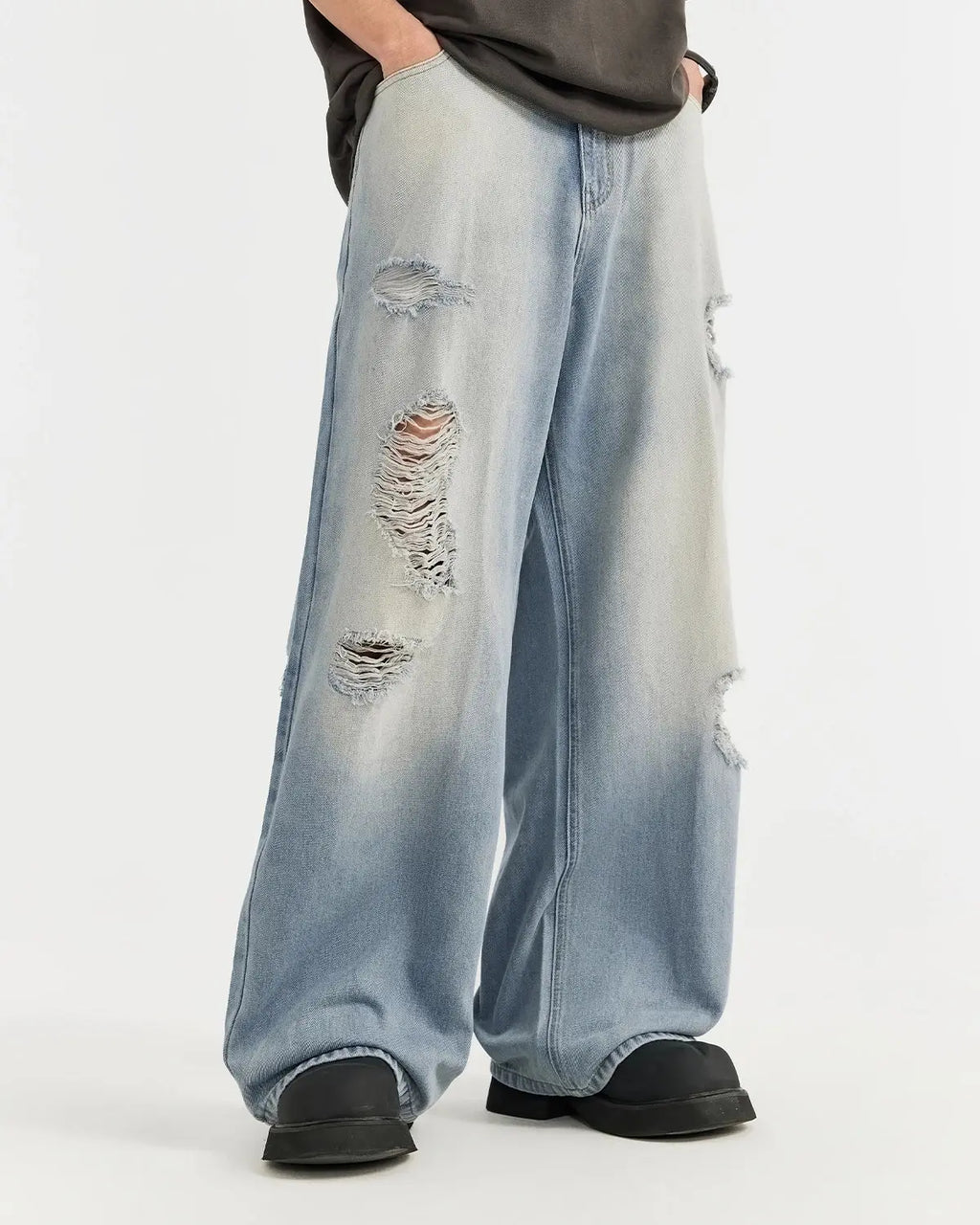 Distressed Ripped Blue Jeans | Flation Streetwear