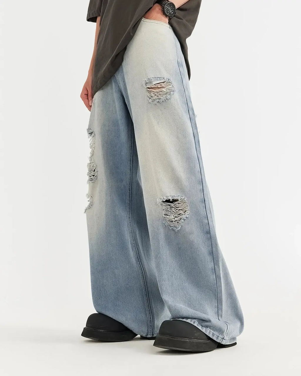 Distressed Ripped Blue Jeans | Flation Streetwear