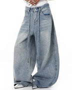 Rhinestone Baggy Barrel Jeans | Flation Streetwear