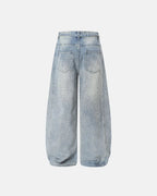 Rhinestone Baggy Barrel Jeans | Flation Streetwear
