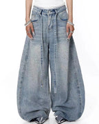 Rhinestone Baggy Barrel Jeans | Flation Streetwear