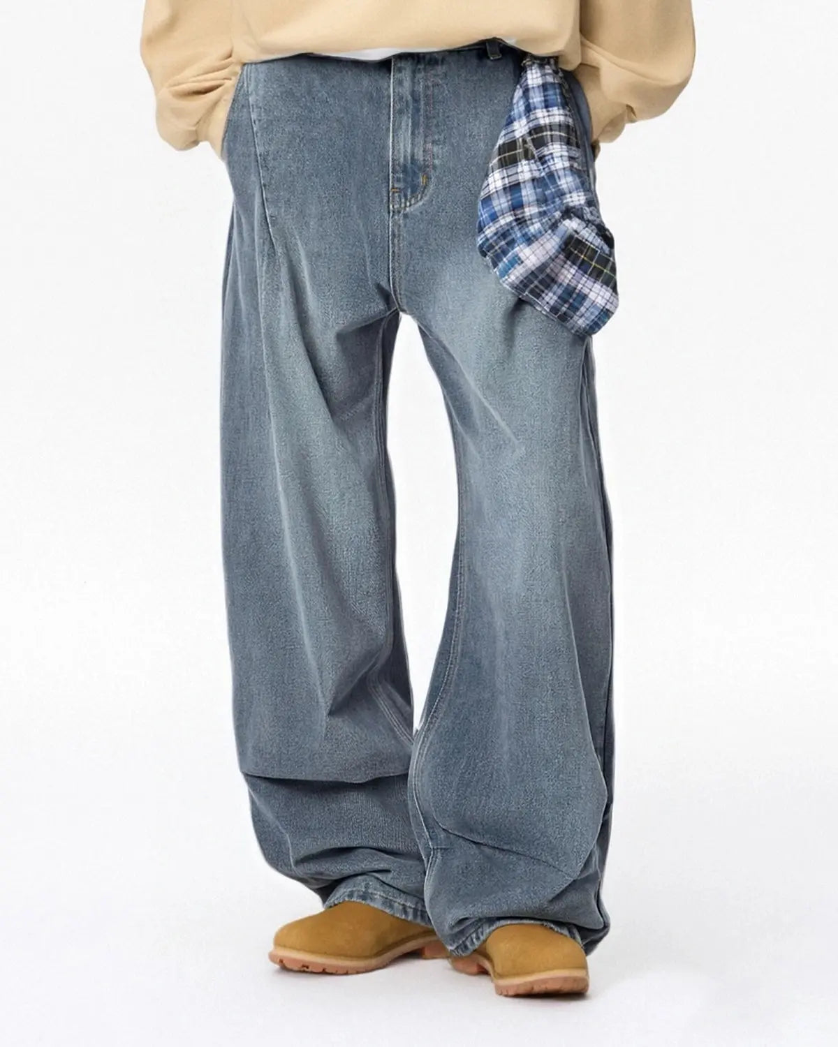 Acid Wash Detachable Bandana Baggy Jeans | Flation Streetwear