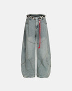 Acid Wash Stitching Baggy Jeans | Flation Streetwear