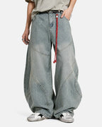 Acid Wash Stitching Baggy Jeans | Flation Streetwear