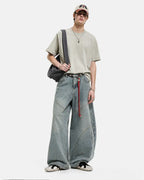 Acid Wash Stitching Baggy Jeans | Flation Streetwear