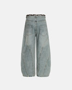 Acid Wash Stitching Baggy Jeans | Flation Streetwear