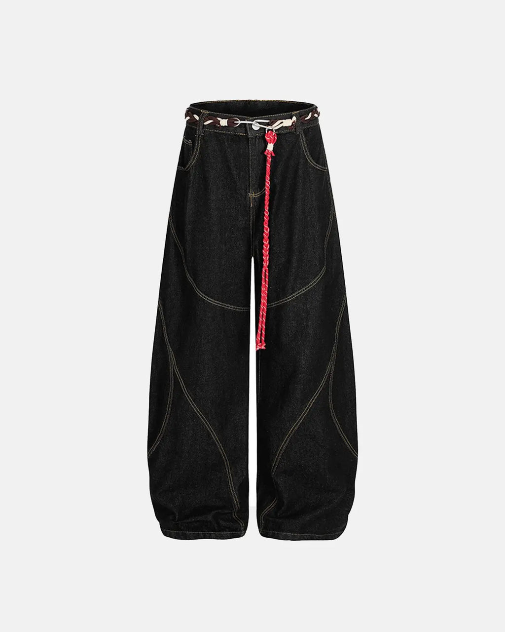 Acid Wash Stitching Baggy Jeans | Flation Streetwear