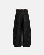 Acid Wash Stitching Baggy Jeans | Flation Streetwear