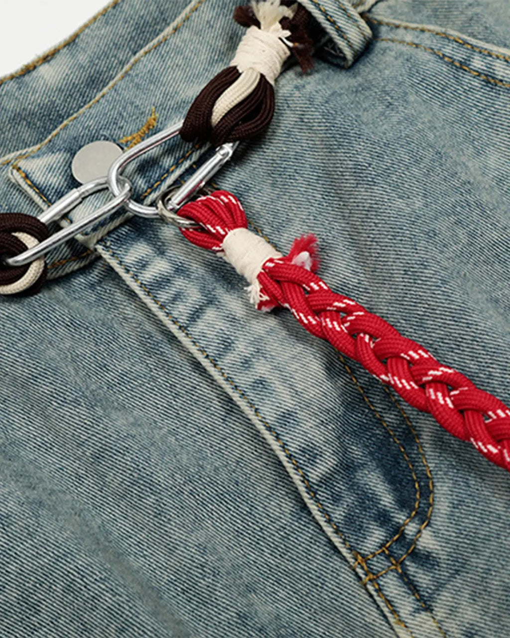 Acid Wash Stitching Baggy Jeans | Flation Streetwear