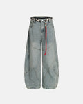 Acid Wash Stitching Baggy Jeans | Flation Streetwear