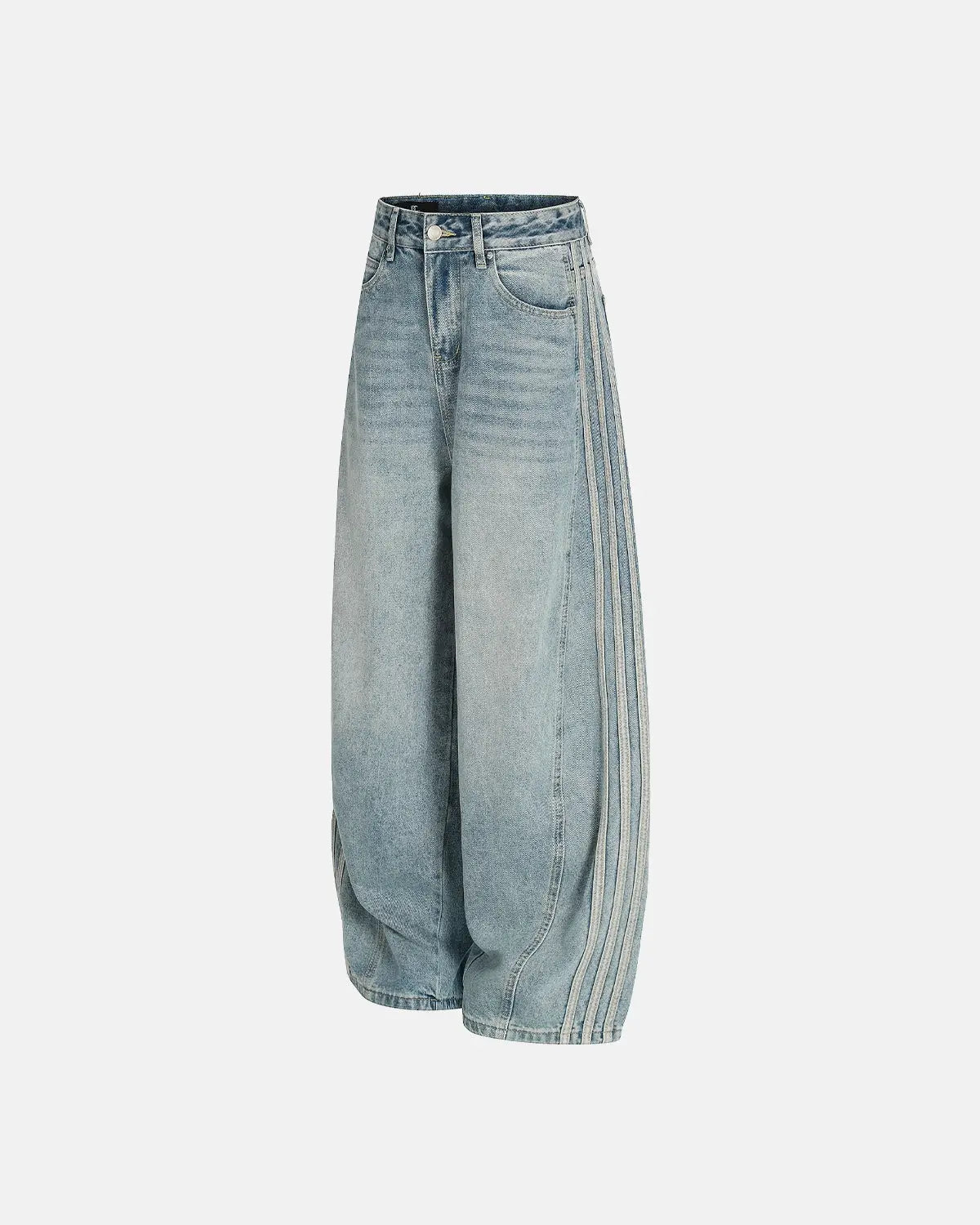 Acid Wash Striped Side Baggy Jeans | Flation Streetwear