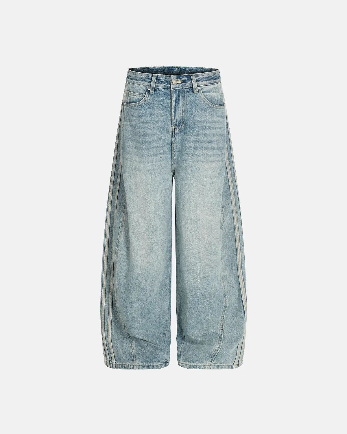 Acid Wash Striped Side Baggy Jeans | Flation Streetwear