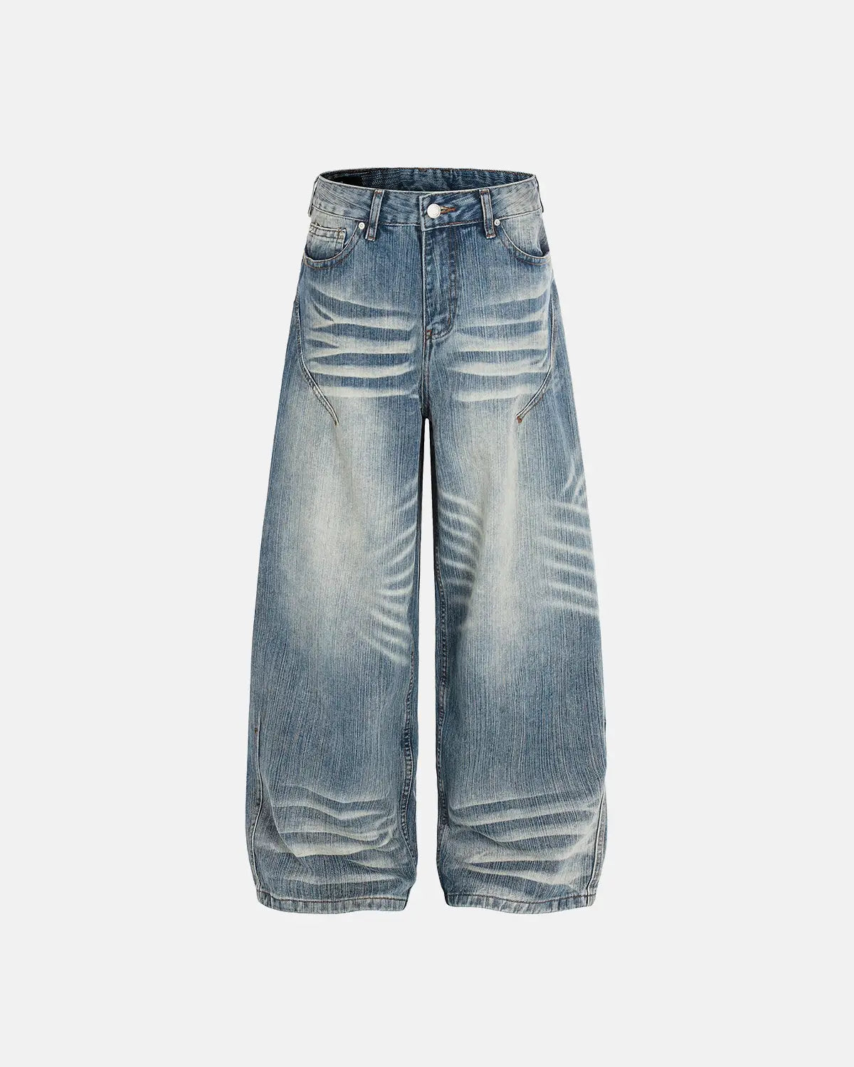Acid Wash Whisker Bamboo Weave Jeans | Flation Streetwear