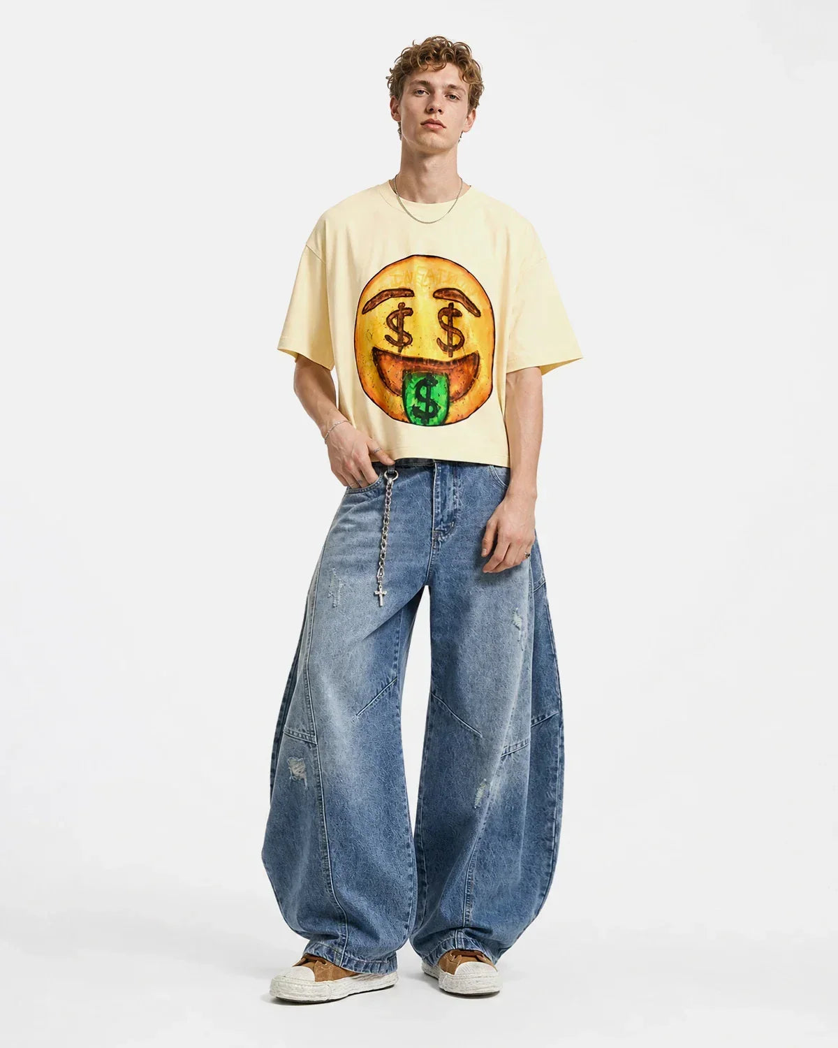Acid Washed Distressed Barrel Jeans | Flation Streetwear