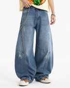 Acid Washed Distressed Barrel Jeans | Flation Streetwear
