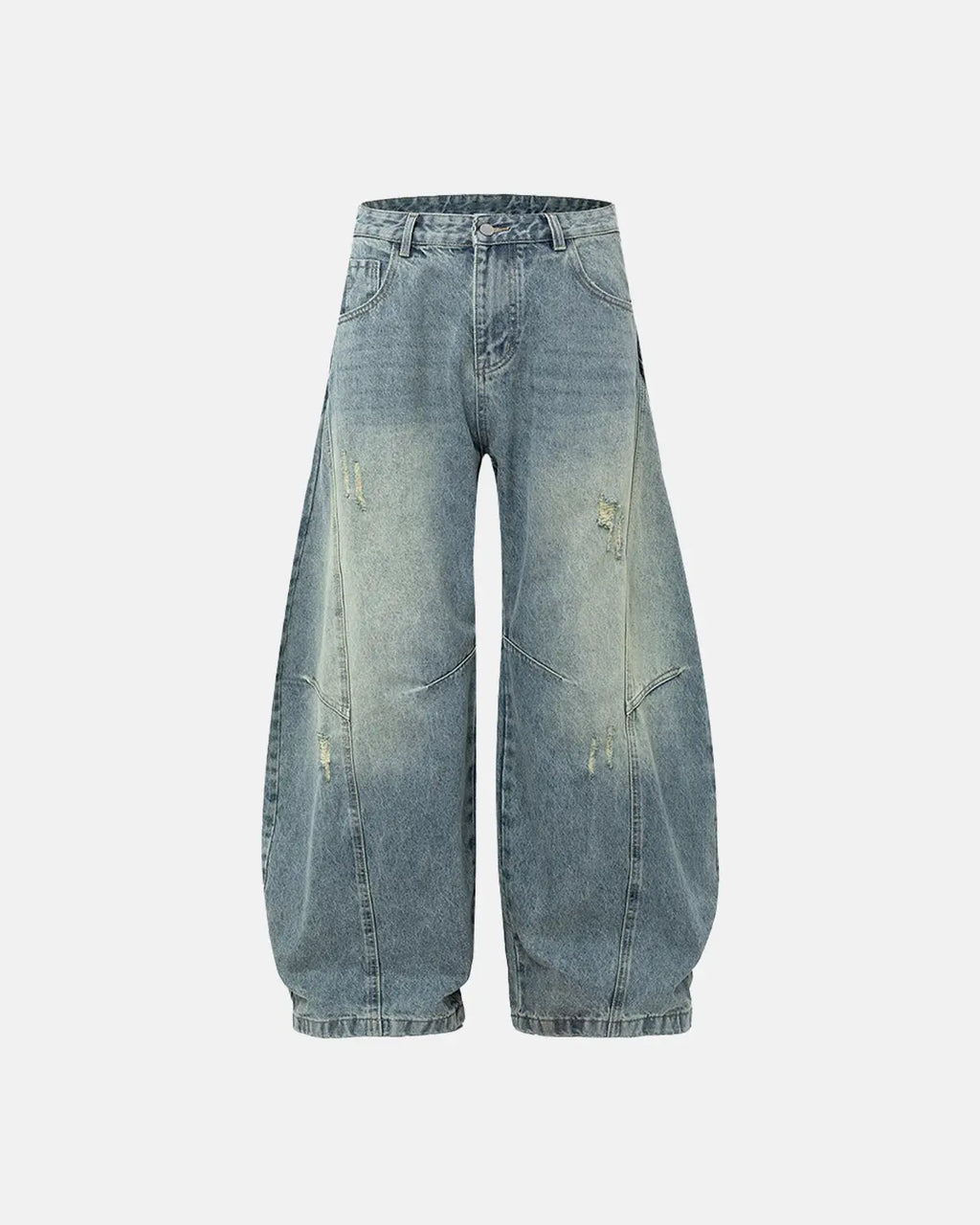 Acid Washed Distressed Barrel Jeans | Flation Streetwear