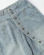 Asymmetric Button Baggy Jeans | Flation Streetwear