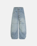 Asymmetric Button Baggy Jeans | Flation Streetwear