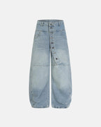 Asymmetric Button Baggy Jeans | Flation Streetwear