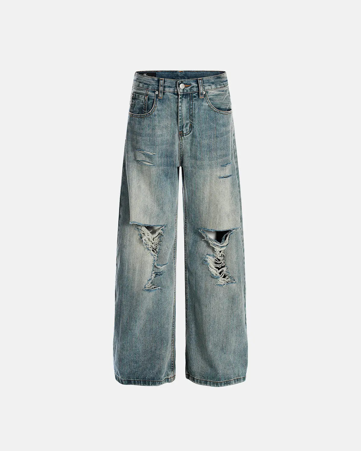 Bamboo Weave Distressed Baggy Jeans | Flation Streetwear
