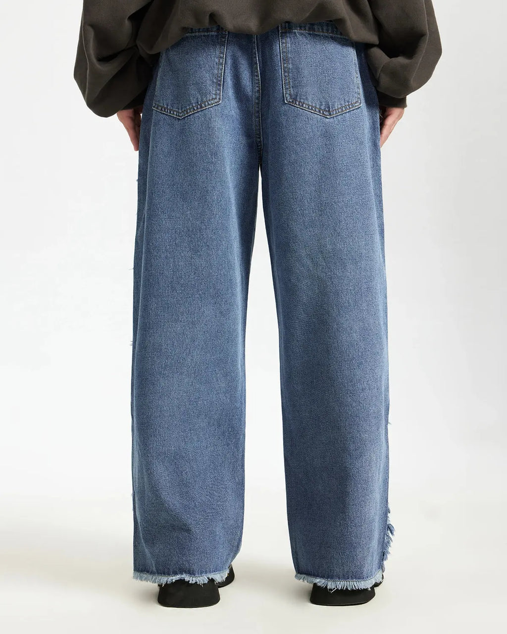 Blue Frayed Acid Wash Pants | Flation Streetwear