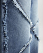 Blue Frayed Acid Wash Pants | Flation Streetwear