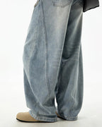 Curved Seam Deconstructed Barrel Jeans | Flation  Streetwear