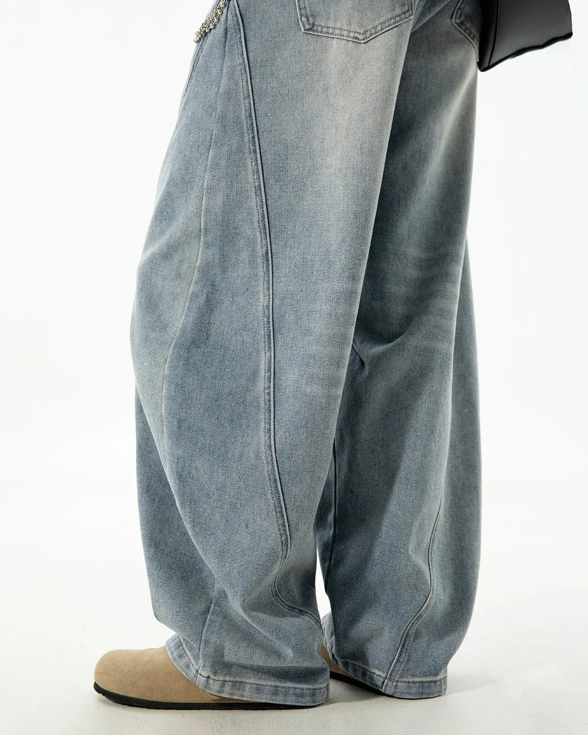 Curved Seam Deconstructed Barrel Jeans | Flation  Streetwear