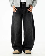 Curved Seam Deconstructed Barrel Jeans | Flation  Streetwear
