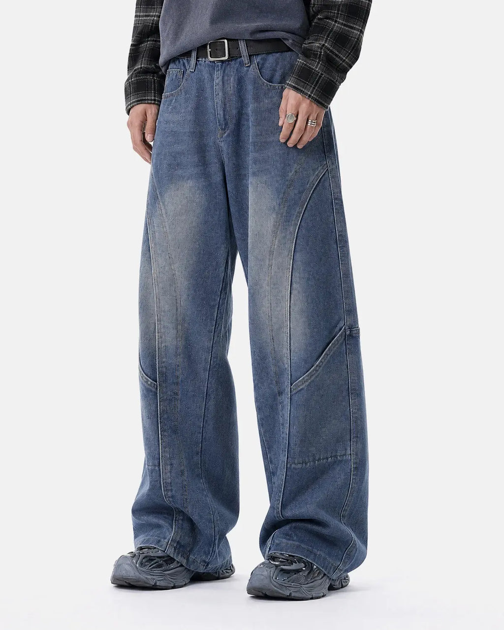 Deconstructed Baggy Straight-Leg Jeans | Flation Streetwear