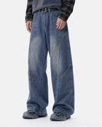 Deconstructed Baggy Straight-Leg Jeans | Flation Streetwear