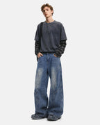 Deconstructed Baggy Straight-Leg Jeans | Flation Streetwear