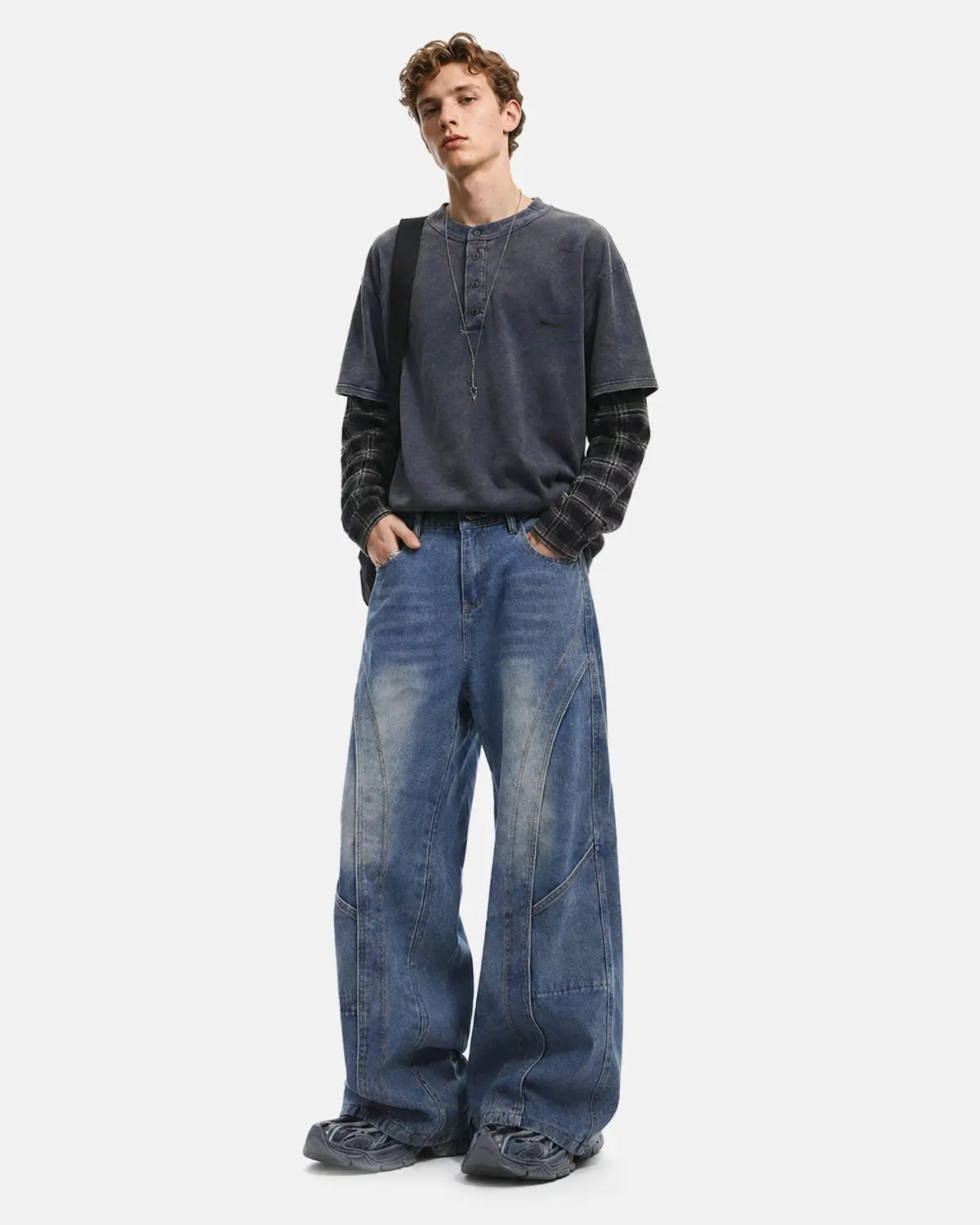Deconstructed Baggy Straight-Leg Jeans | Flation Streetwear
