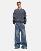 Deconstructed Baggy Straight-Leg Jeans | Flation Streetwear