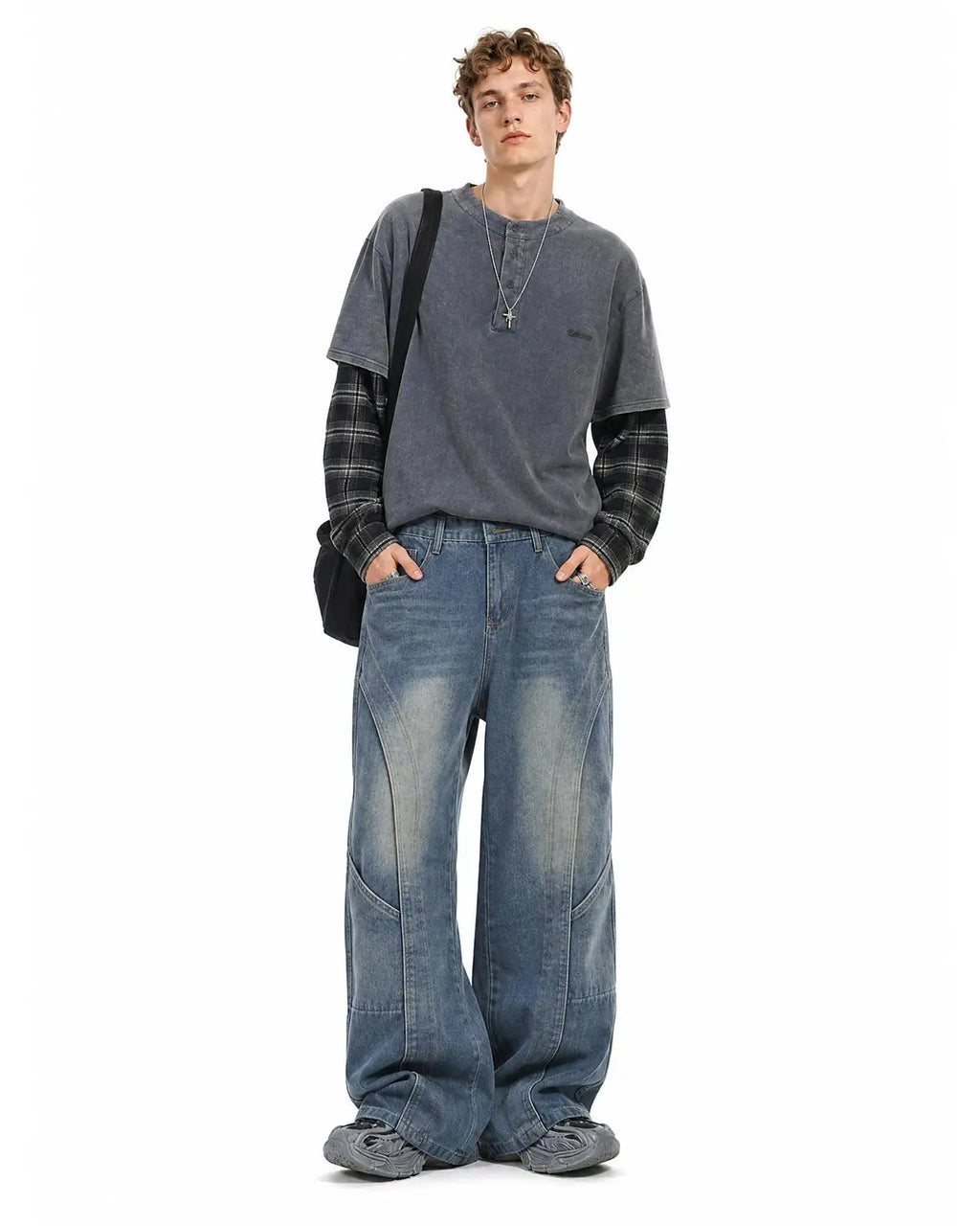 Deconstructed Baggy Straight-Leg Jeans | Flation Streetwear