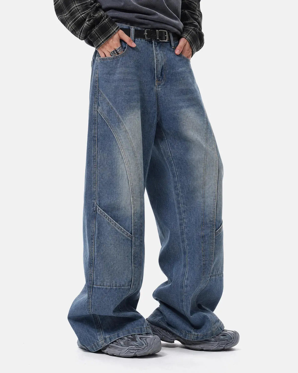 Deconstructed Baggy Straight-Leg Jeans | Flation Streetwear