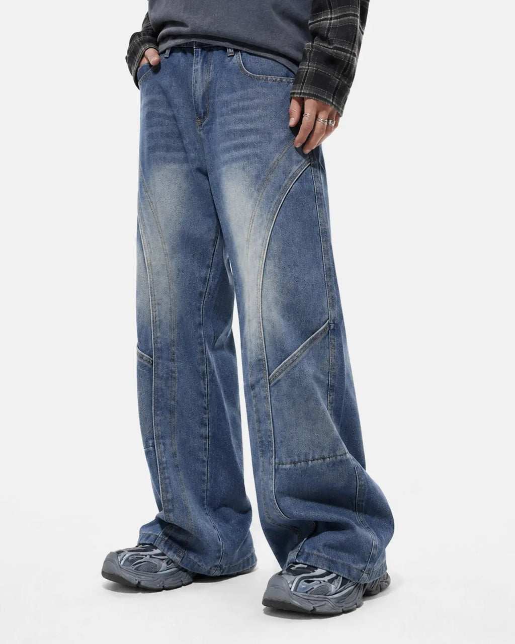 Deconstructed Baggy Straight-Leg Jeans | Flation Streetwear