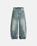 Deconstructed Bamboo Weave Baggy Jeans | Flation Streetwear