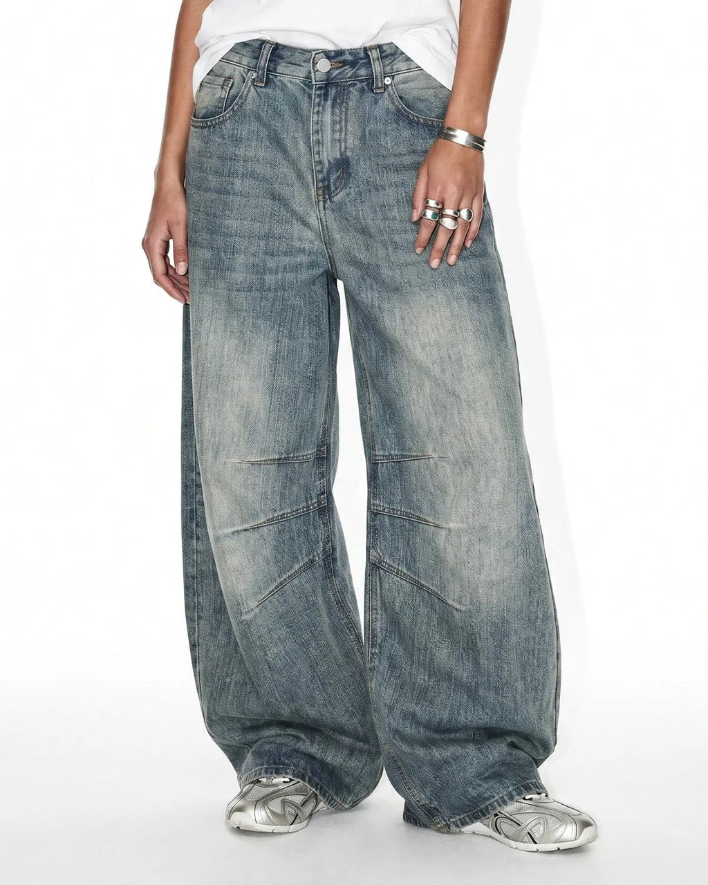 Deconstructed Bamboo Weave Baggy Jeans | Flation Streetwear