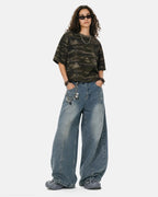 Deconstructed Washed Barrel Jeans | Flation Streetwear
