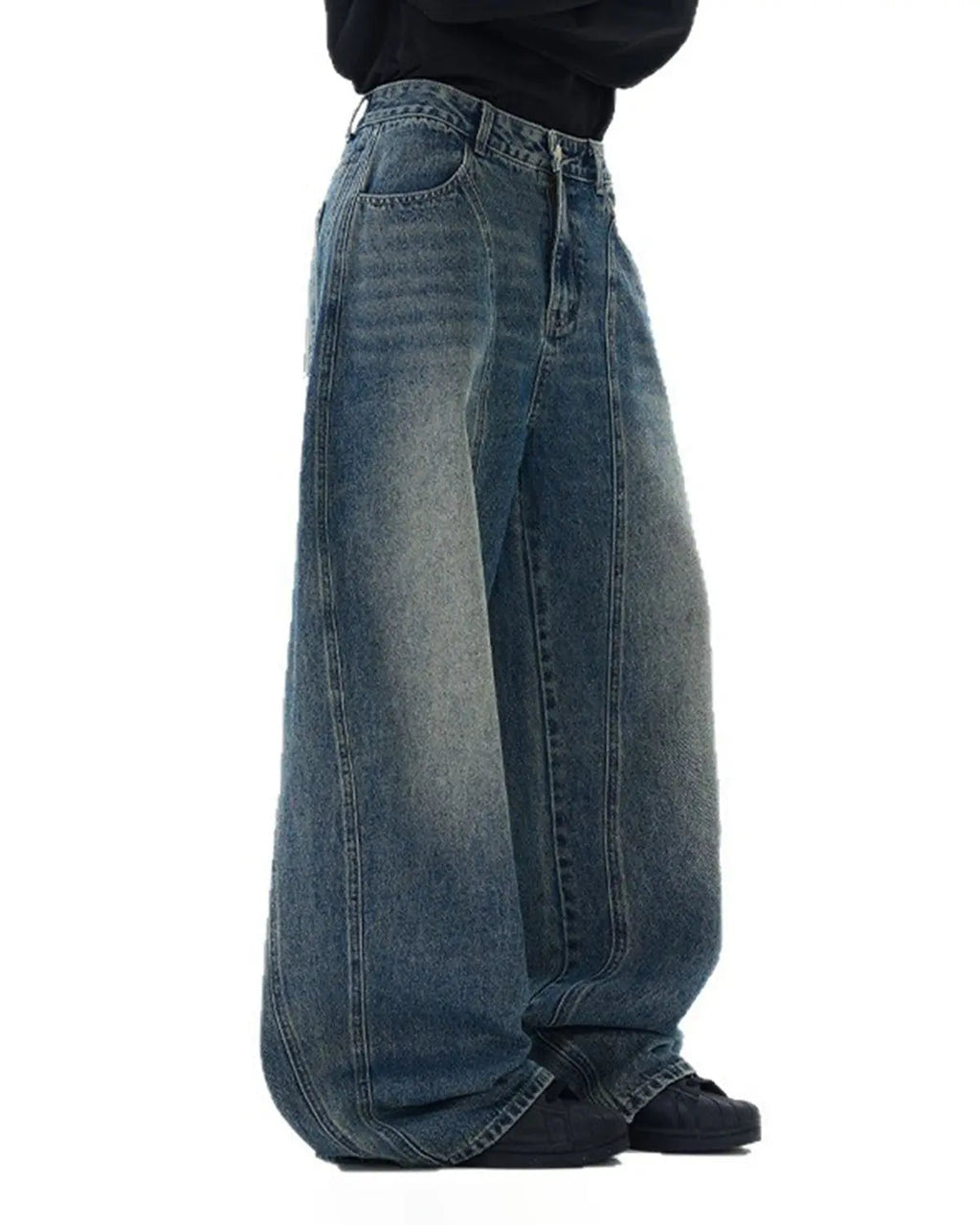 Deconstructed Washed Barrel Jeans | Flation Streetwear