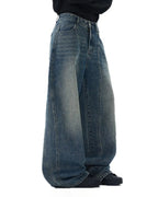 Deconstructed Washed Barrel Jeans | Flation Streetwear