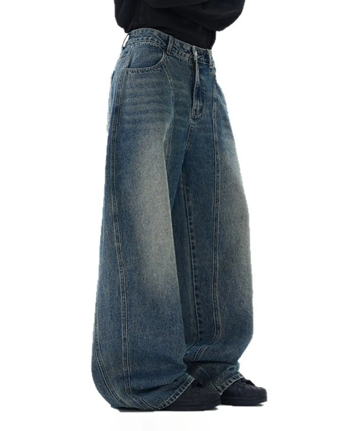 Deconstructed Washed Barrel Jeans | Flation Streetwear