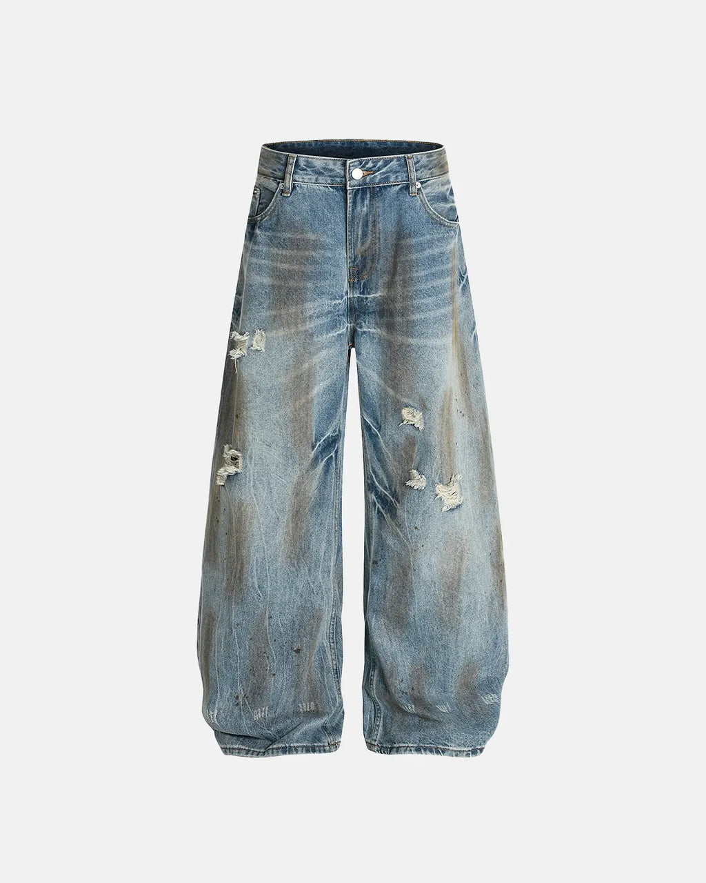 Dirty Wash Distressed Barrel Jeans | Flation Streetwear