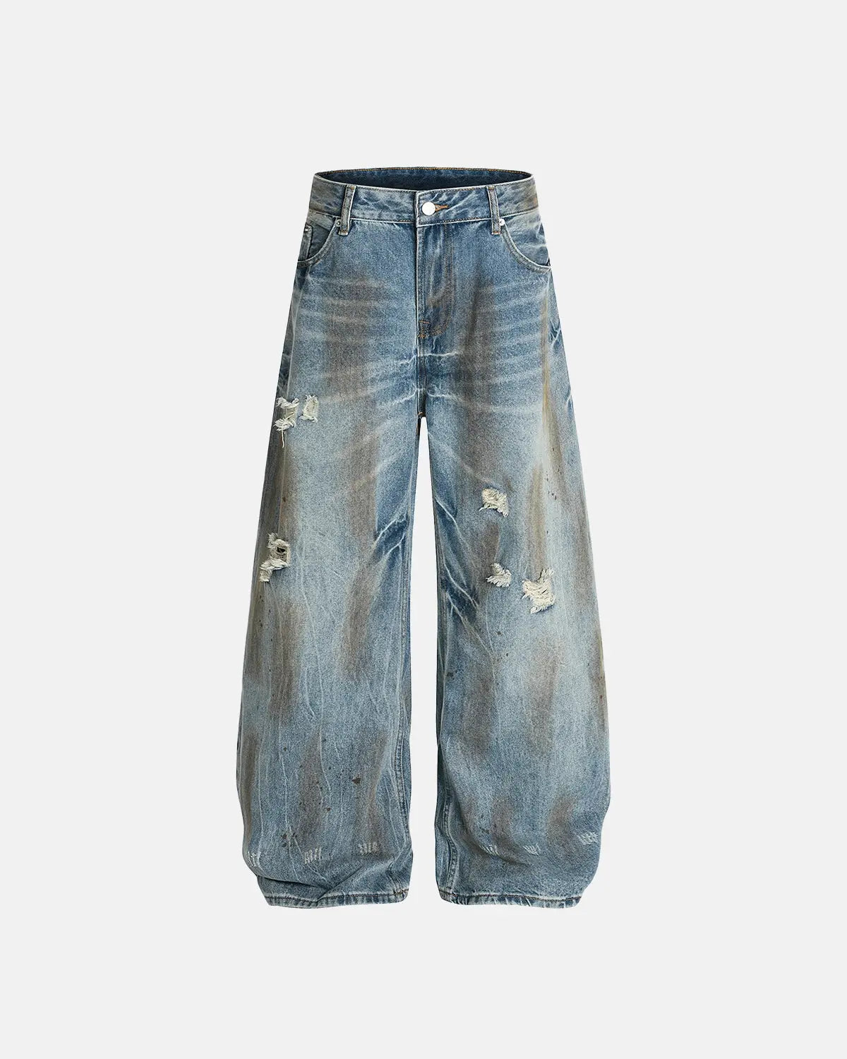 Dirty Wash Distressed Barrel Jeans | Flation Streetwear