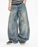 Dirty Wash Distressed Barrel Jeans | Flation Streetwear