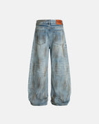 Dirty Wash Distressed Barrel Jeans | Flation Streetwear