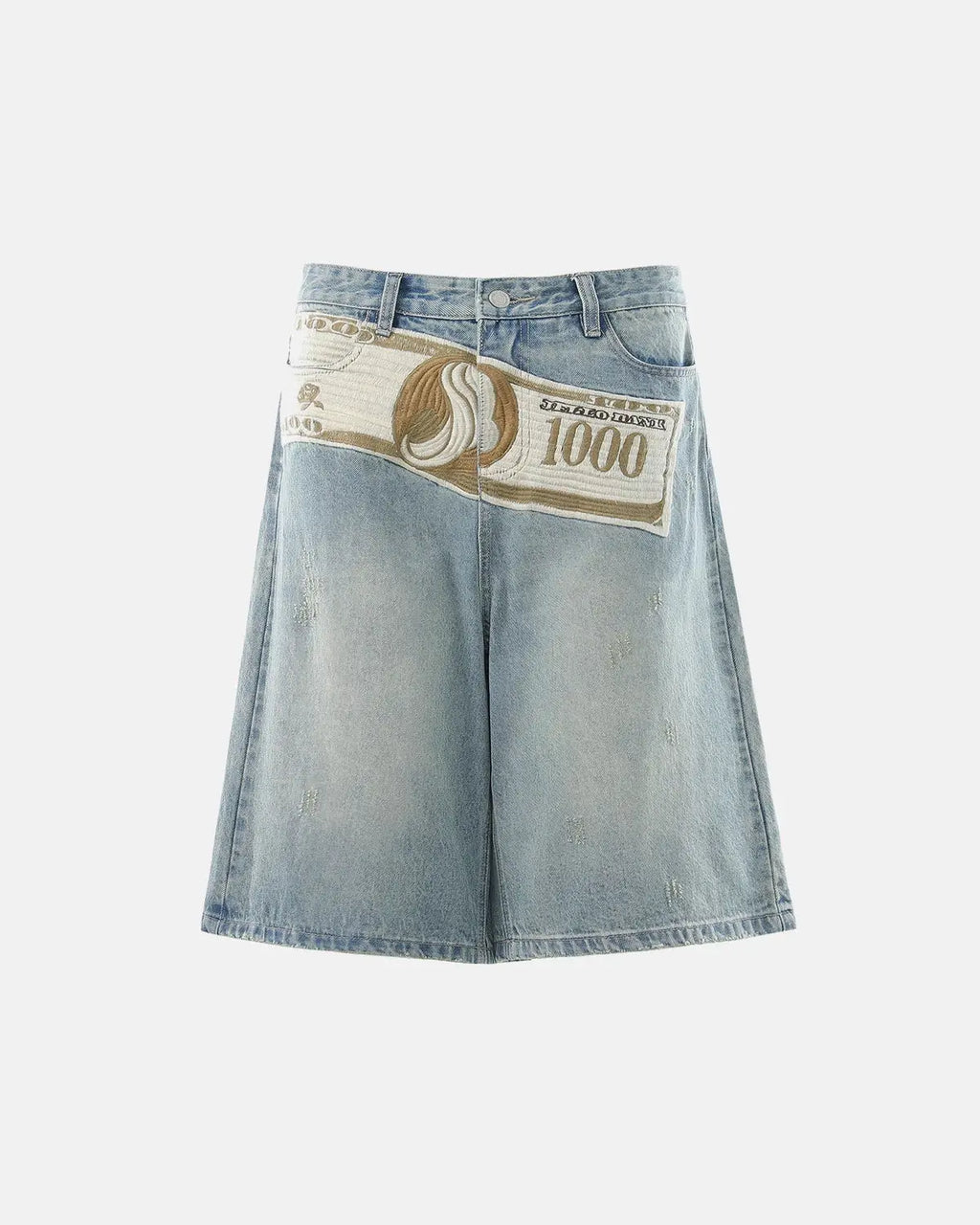 Dollar Patch Embroidery Denim Jorts | Flation Streetwear