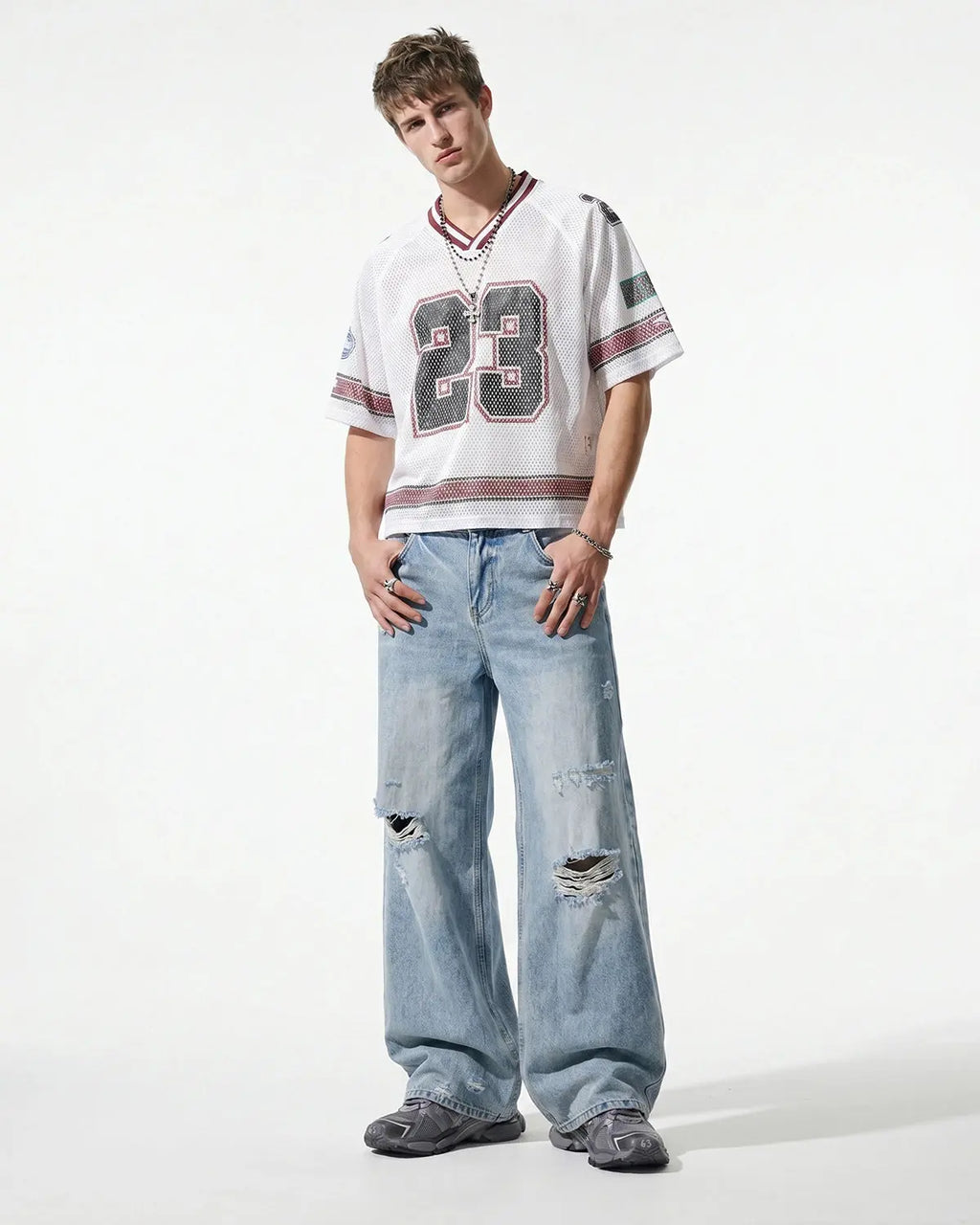 Double Waist Distressed Baggy Jeans | Flation Streetwear